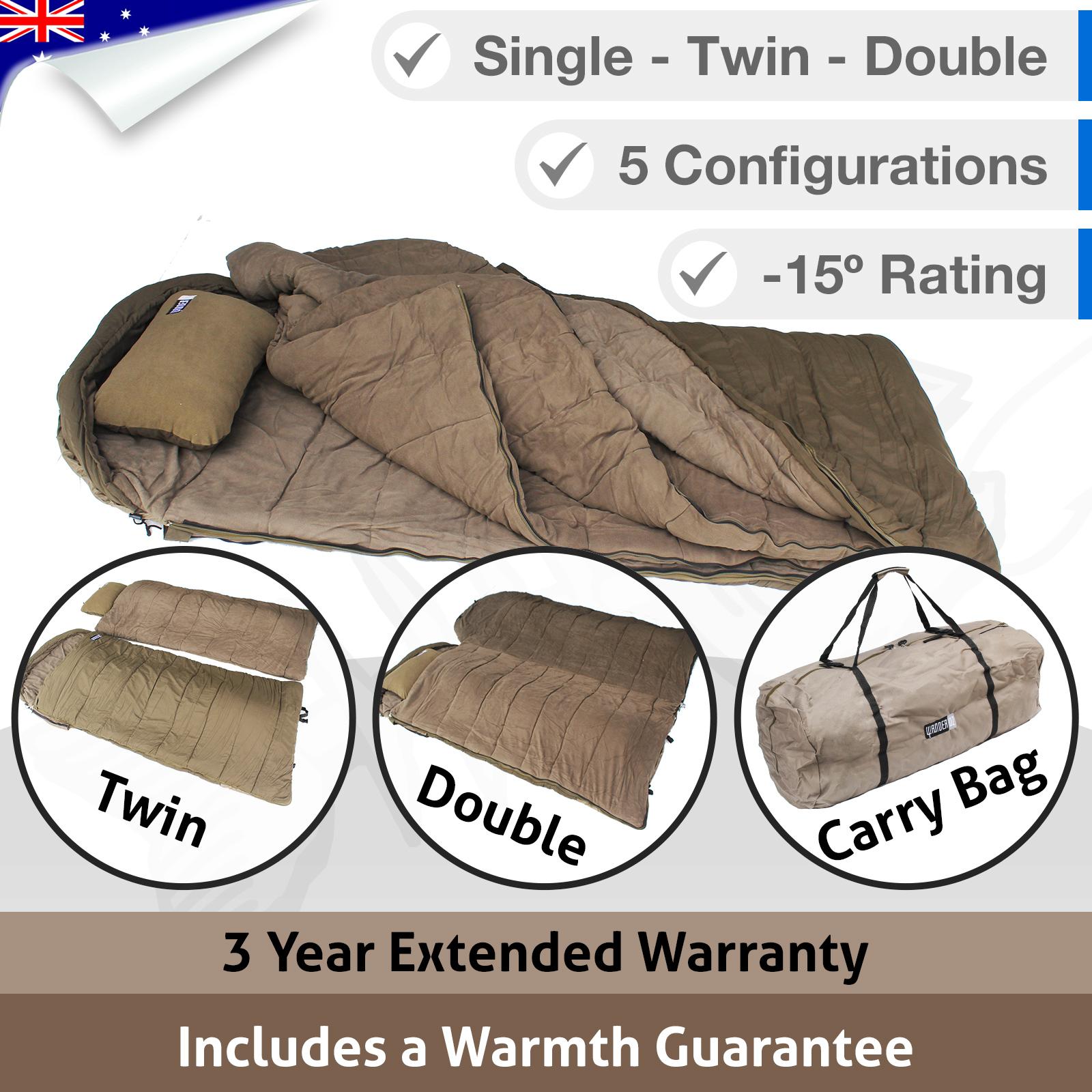 Deluxe DOUBLE Outdoor Camping Sleeping Bag Winter Twin -15